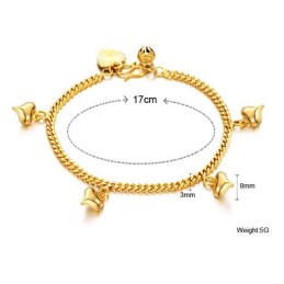 Brățară Placată Cu Aur De 18K, Cu Model De Inimă De Damă Și Clopoței, Cu O Reputație De Încredere