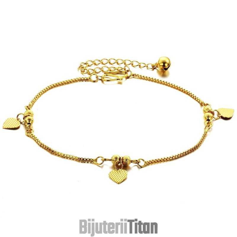 Calitate Și Cantitate Garantate, Brățară De Gleznă Cu Model Inimă, Placată Cu Aur De 18K
