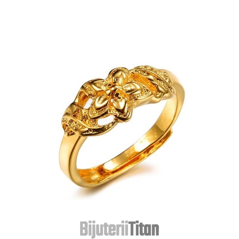 Inel Placat Cu Aur De 18K, Cu Model Floral Feminin De Înaltă Calitate