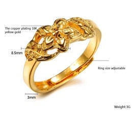 Inel Placat Cu Aur De 18K, Cu Model Floral Feminin De Înaltă Calitate