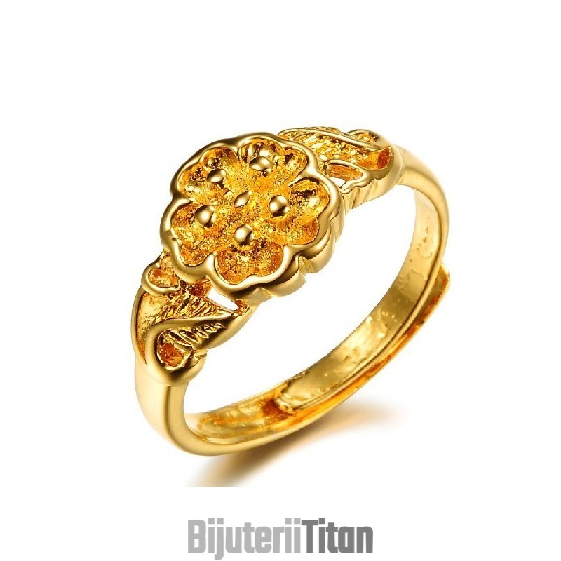 Inel Placat Cu Aur De 18K, Cu Model Floral Feminin De Înaltă Calitate Inel Placat Cu Aur De 18K, Cu Model Floral Feminin De Înaltă Calitate