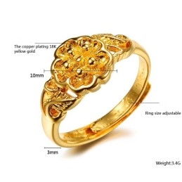 Inel Placat Cu Aur De 18K, Cu Model Floral Feminin De Înaltă Calitate