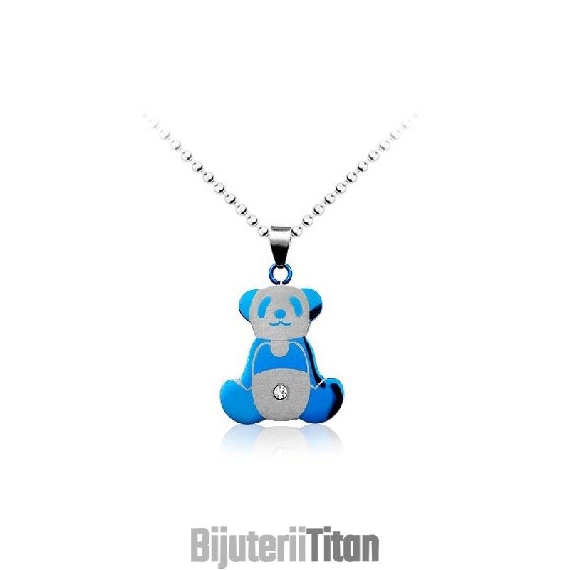 Pandantiv Drăguț Din Titan Cu Panda Albastru Pentru Bărbați - Lanț Gratuit Pandantiv Drăguț Din Titan Cu Panda Albastru Pentru Bărbați - Lanț Gratuit