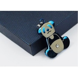 Pandantiv Drăguț Din Titan Cu Panda Albastru Pentru Bărbați - Lanț Gratuit