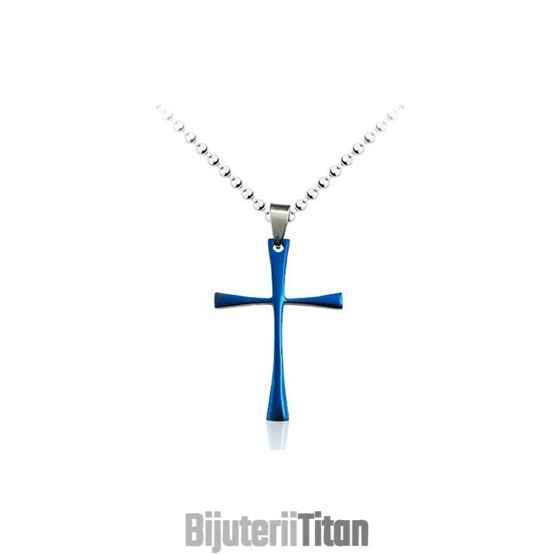 Pandantiv Cruce Din Titan Simplu, Albastru, Pentru Bărbați - Lanț Gratuit Pandantiv Cruce Din Titan Simplu, Albastru, Pentru Bărbați - Lanț Gratuit