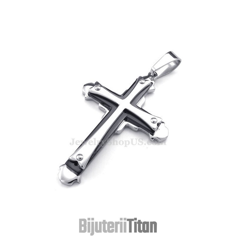 Colier Cu Pandantiv Cruce Din Titan Cu Trei Niveluri (Lanț Gratuit) Colier Cu Pandantiv Cruce Din Titan Cu Trei Niveluri (Lanț Gratuit)