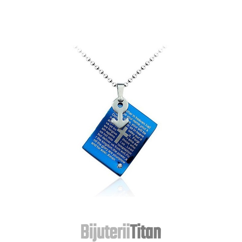 Pandantiv Masculin Puternic Din Titan Albastru - Lanț Gratuit