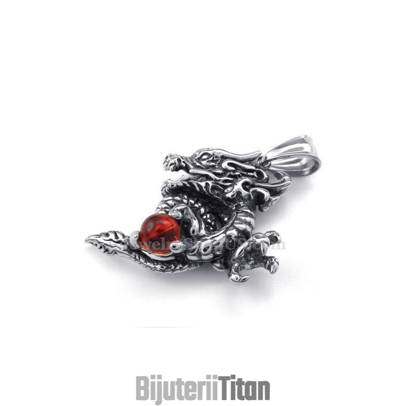 Colier Rafinat Cu Pandantiv Dragon Din Titan, Zirconiu Roșu (Lanț Gratuit) Colier Rafinat Cu Pandantiv Dragon Din Titan, Zirconiu Roșu (Lanț Gratuit)