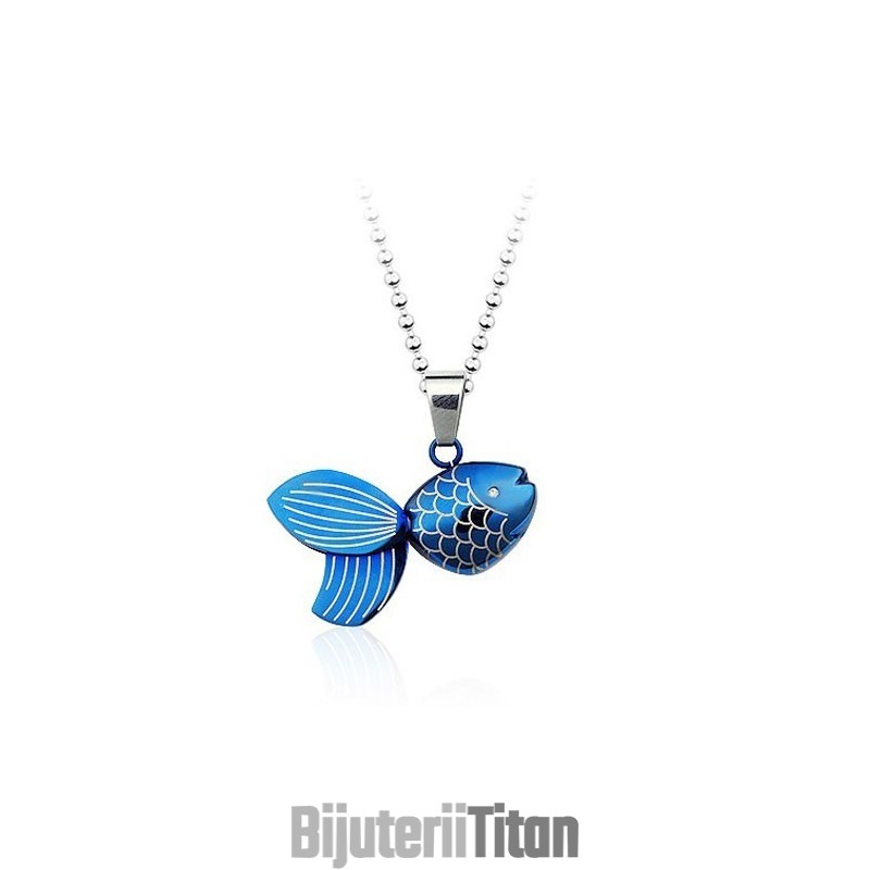 Pandantiv Din Titan Blue Goldfish - Lanț Gratuit