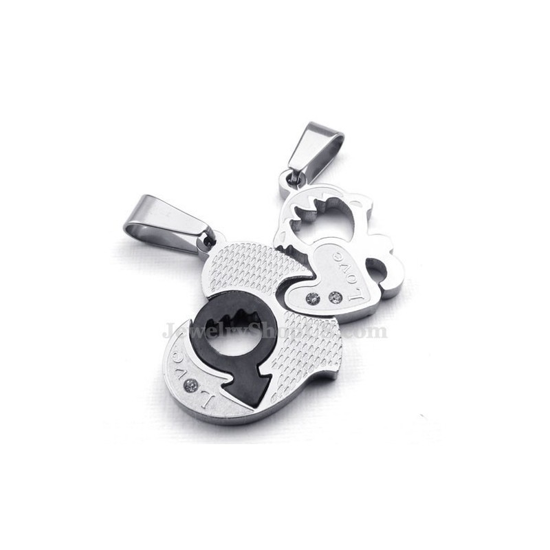 Colier Cu Pandantiv Din Titan Pentru Cupluri Cu Două Inimioare (Lanț Gratuit) (O Pereche)