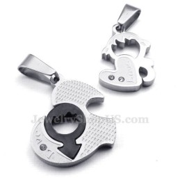 Colier Cu Pandantiv Din Titan Pentru Cupluri Cu Două Inimioare (Lanț Gratuit) (O Pereche)