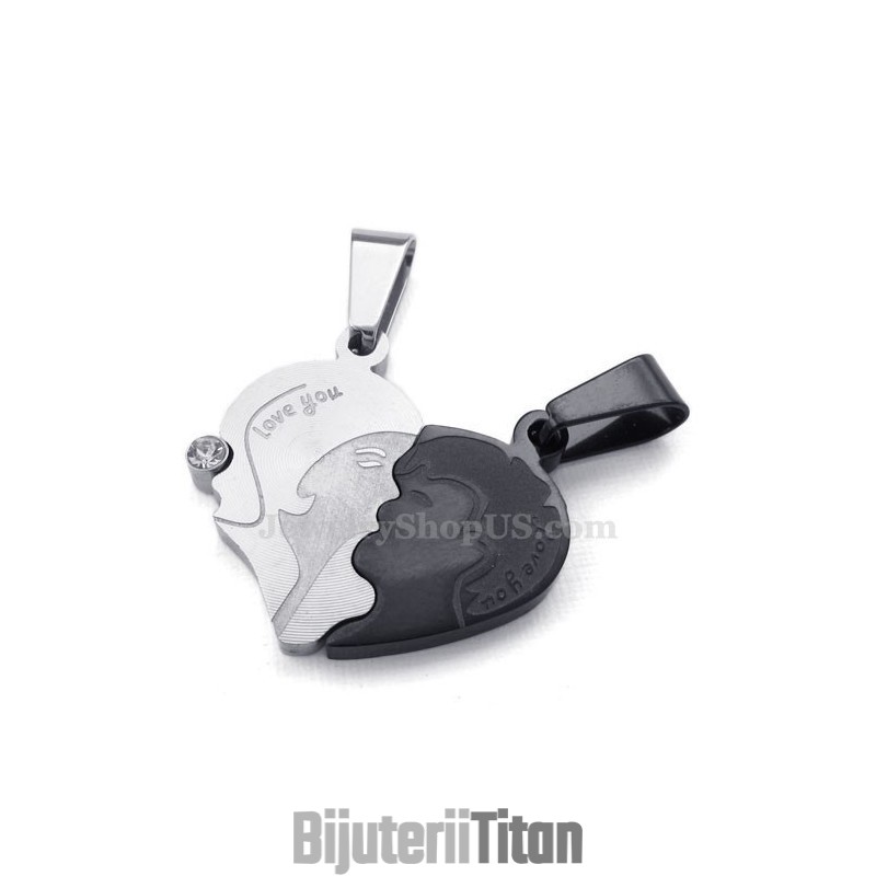 Colier Cu Pandantiv Din Titan Pentru Cupluri Cu Inimi Frânte (Lanț Gratuit) (O Pereche)