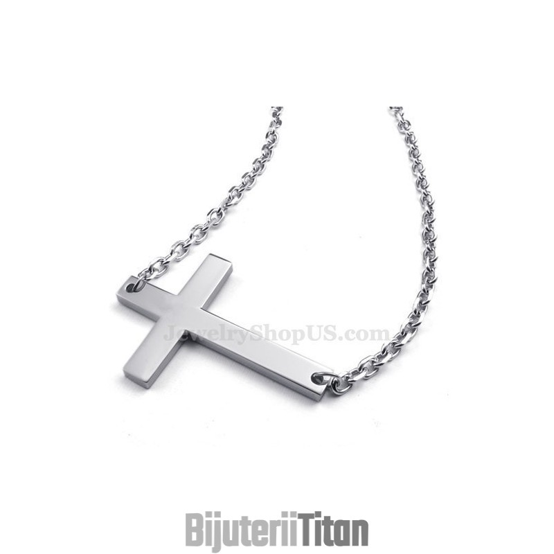 Colier Cu Pandantiv Cruce Din Titan (Lanț Gratuit) Colier Cu Pandantiv Cruce Din Titan (Lanț Gratuit)