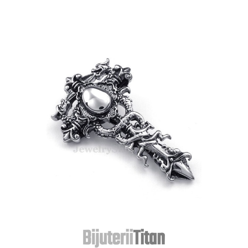 Colier Cu Pandantiv Dublu Din Titan Cu Dragon (Lanț Gratuit) Colier Cu Pandantiv Dublu Din Titan Cu Dragon (Lanț Gratuit)