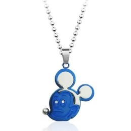 Pandantiv Albastru Din Titan Cu Mickey Mouse - Lanț Gratuit