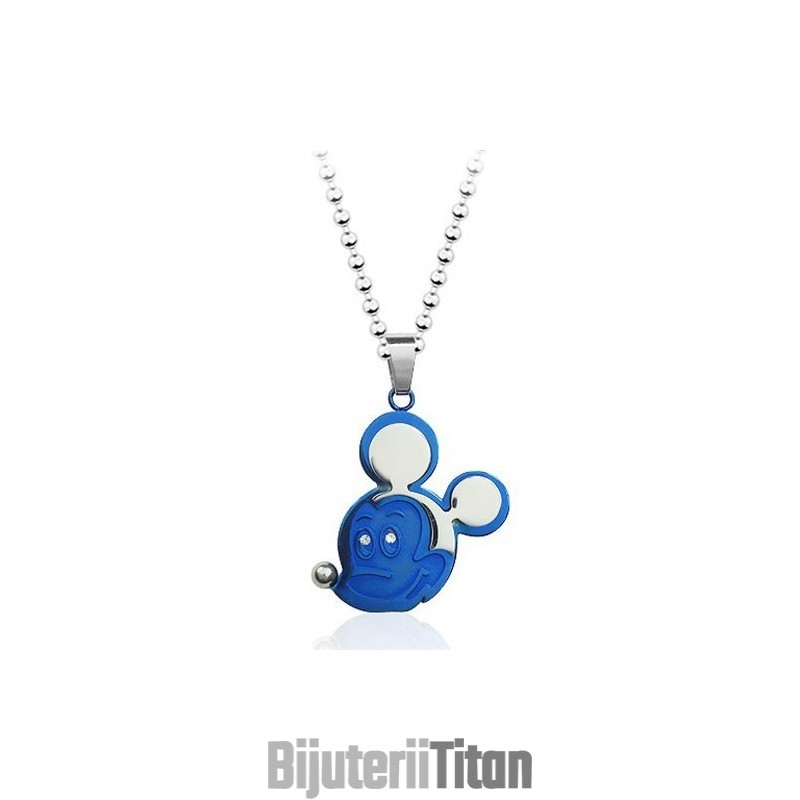 Pandantiv Albastru Din Titan Cu Mickey Mouse - Lanț Gratuit Pandantiv Albastru Din Titan Cu Mickey Mouse - Lanț Gratuit