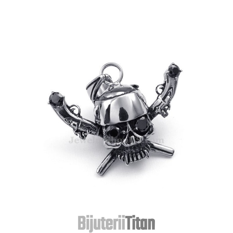 Colier Rafinat Cu Pandantiv Din Titan Cu Craniu De Pirat (Lanț Gratuit) Colier Rafinat Cu Pandantiv Din Titan Cu Craniu De Pirat (Lanț Gratuit)