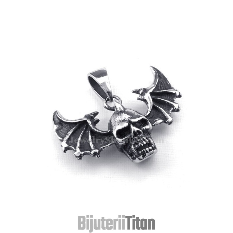 Colier Cu Pandantiv Wings Din Titan Cu Craniu (Lanț Gratuit)