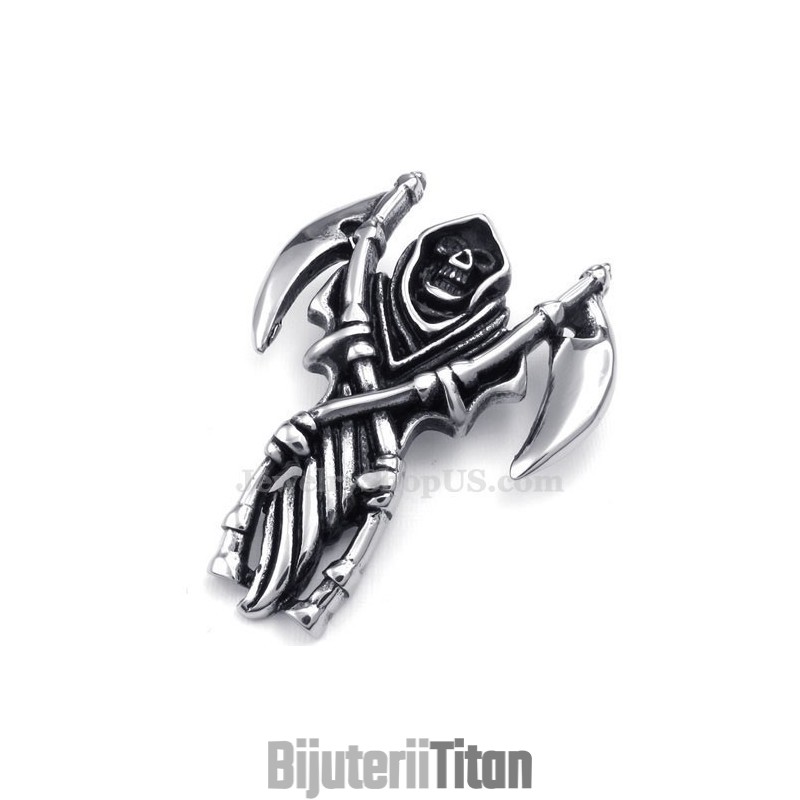 Colier Cu Pandantiv Grim Reaper Din Titan (Lanț Gratuit) Colier Cu Pandantiv Grim Reaper Din Titan (Lanț Gratuit)