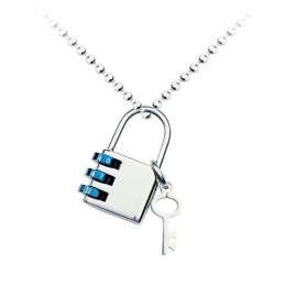 Pandantiv Din Titan Cu Cheie Și Lacăt Codificat Pentru Bărbați La Modă - Lanț Gratuit