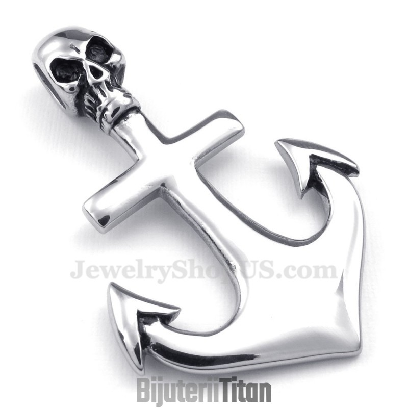 Colier Cu Pandantiv Ancoră Din Titan Cu Craniu (Lanț Gratuit)