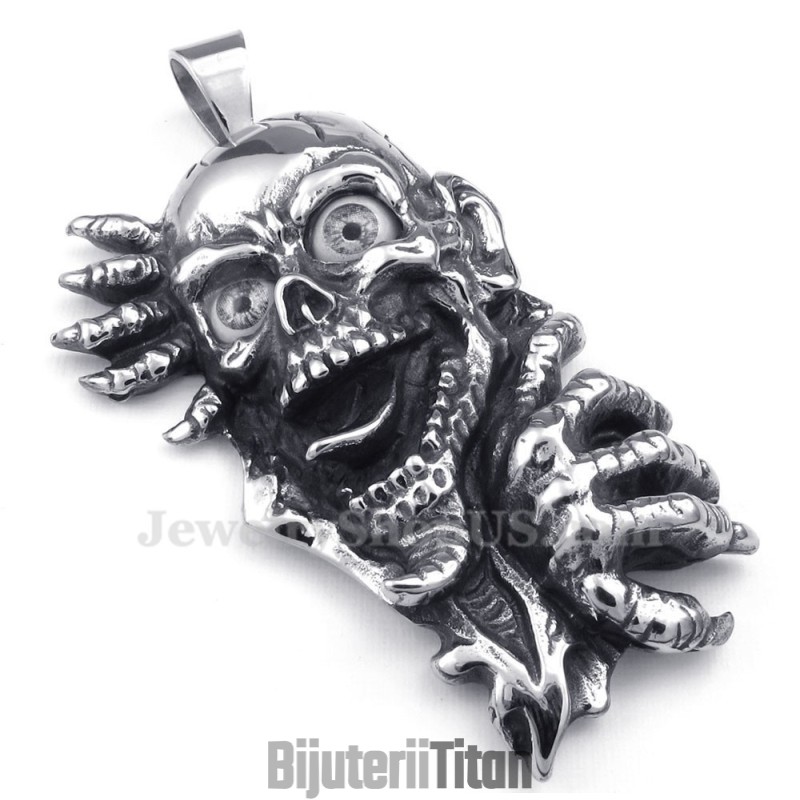 Colier Cu Pandantiv Black Eyes Din Titan Cu Craniu (Lanț Gratuit)