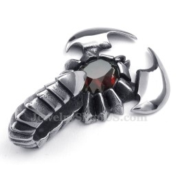 Colier Cu Pandantiv Scorpion Din Titan Și Zirconiu Roșu (Lanț Gratuit)