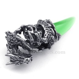 Colier Cu Pandantiv Din Titan Verde Cu Dinți De Dragon (Lanț Gratuit)