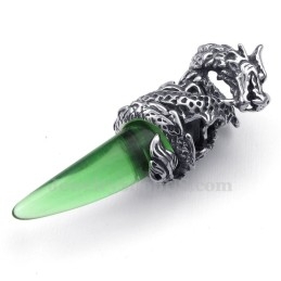 Colier Cu Pandantiv Din Titan Verde Cu Dinți De Dragon (Lanț Gratuit)