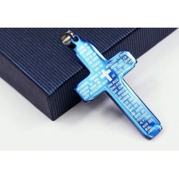 Pandantiv Cruce Din Titan, Biblia Albastră - Lanț Gratuit