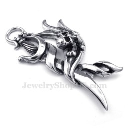 Colier Cu Pandantiv Cu Cuțit Din Titan Cu Craniu (Lanț Gratuit)