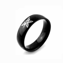 Inel Bărbătesc Butterfly Din Titan Negru De 6 Mm
