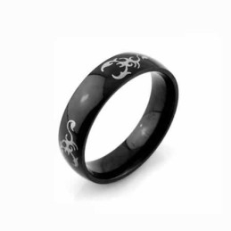 Inel Bărbătesc Scorpion King Din Titan Negru De 6 Mm