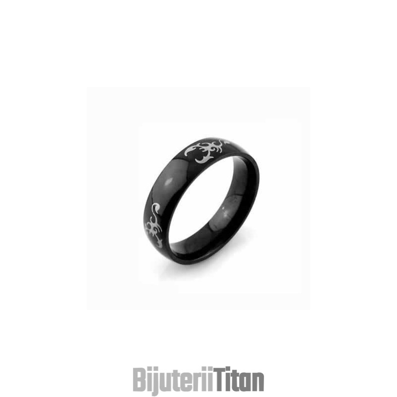 Inel Bărbătesc Scorpion King Din Titan Negru De 6 Mm
