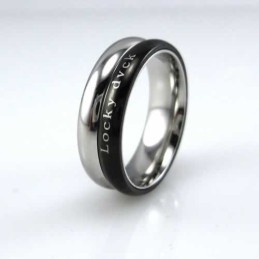 Inel Unisex Locky Dvck Din Titan Negru De 6 Mm