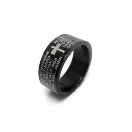 Inel Bărbătesc Din Titan Negru De 6 Mm Cu Cruce Biblică