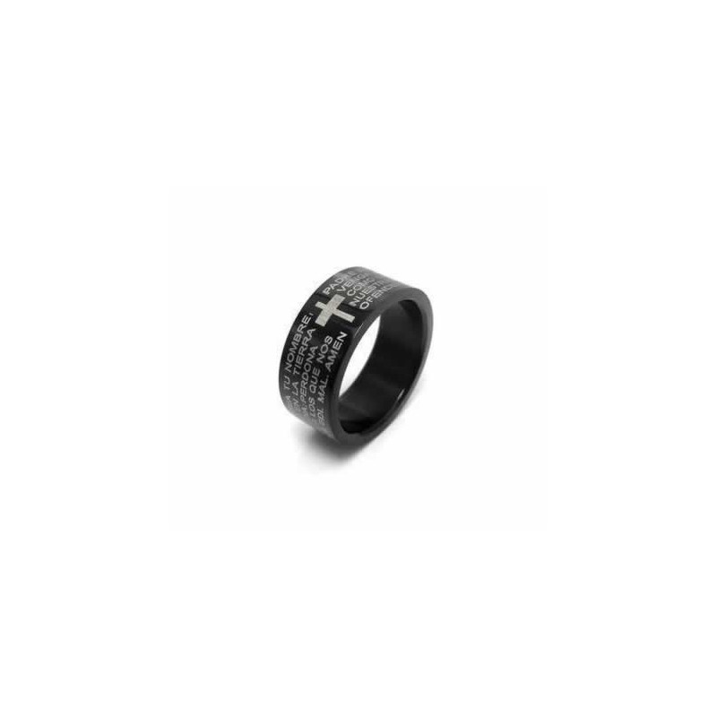 Inel Bărbătesc Din Titan Negru De 6 Mm Cu Cruce Biblică Inel Bărbătesc Din Titan Negru De 6 Mm Cu Cruce Biblică