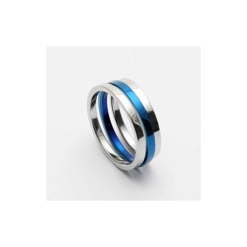 Inel Bărbătesc Din Titan, Albastru Și Argintiu, De 6 Mm Inel Bărbătesc Din Titan, Albastru Și Argintiu, De 6 Mm