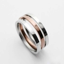 Inel Bărbătesc Din Titan, Culoare Auriu Și Argintiu, 6 Mm