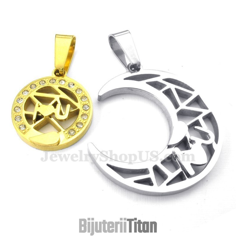Colier Cu Pandantiv Din Titan Și Aur Pentru Cupluri, Cu Lună Și Stele (Lanț Gratuit) (O Pereche) Colier Cu Pandantiv Din Titan Și Aur Pentru Cupluri, Cu Lună Și Stele (Lanț Gratuit) (O Pereche)