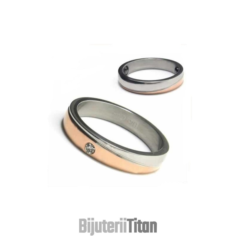 Inel Cu Bandă De Curte Din Titan Și Aur De 4 Mm, Încrustat Cu Diamante Inel Cu Bandă De Curte Din Titan Și Aur De 4 Mm, Încrustat Cu Diamante