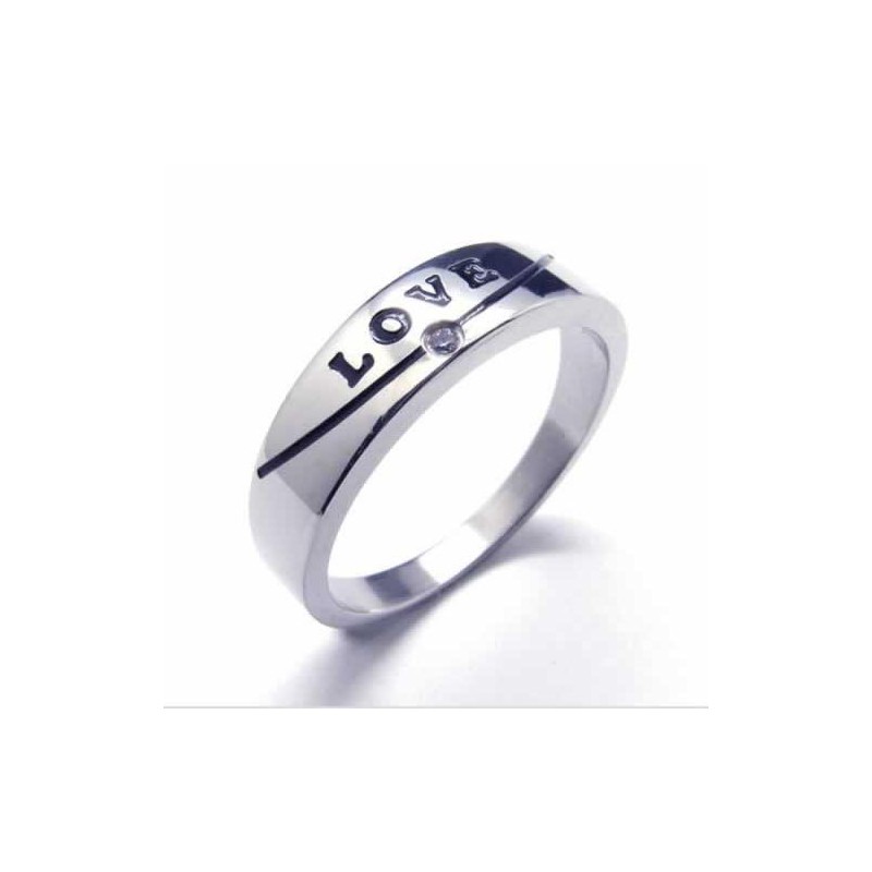Inel De Titan Cu Incrustații De 5 Mm, Încrustat Cu Diamante Love Inel De Titan Cu Incrustații De 5 Mm, Încrustat Cu Diamante Love