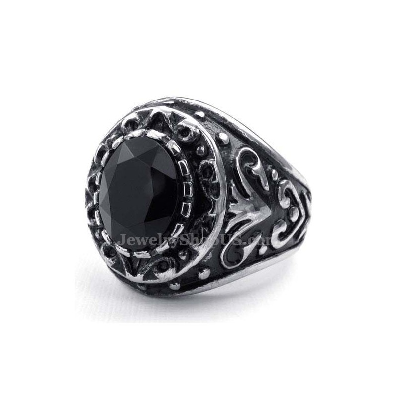 Inel Bărbătesc Din Titan Cu Zirconiu Negru