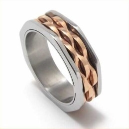 Inel Unisex Waves Din Titan Și Aur De 7 Mm