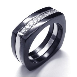 Inel Unisex Din Titan Cu Diamant De 8 Mm