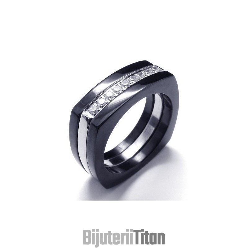 Inel Unisex Din Titan Cu Diamant De 8 Mm Inel Unisex Din Titan Cu Diamant De 8 Mm