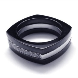 Inel Unisex Din Titan Cu Diamant De 8 Mm