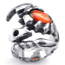 Inel De Titan Cu Scorpion Și Zirconiu Roșu