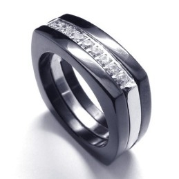Inel Unisex Din Titan Cu Diamant De 8 Mm