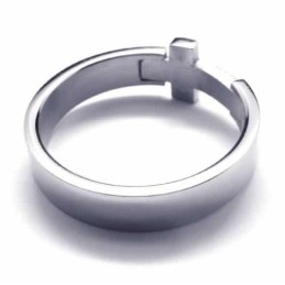 Inel Unisex Din Titan Cu Cruce Și Diamant De 8 Mm